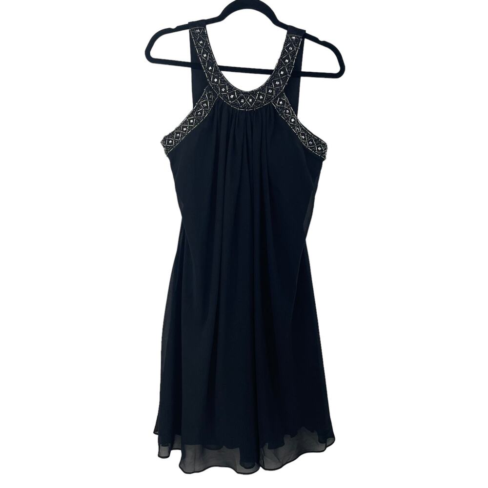 Scarlett Nite Sleeveless Beaded Neckline Black Cocktail Dress Womens 12